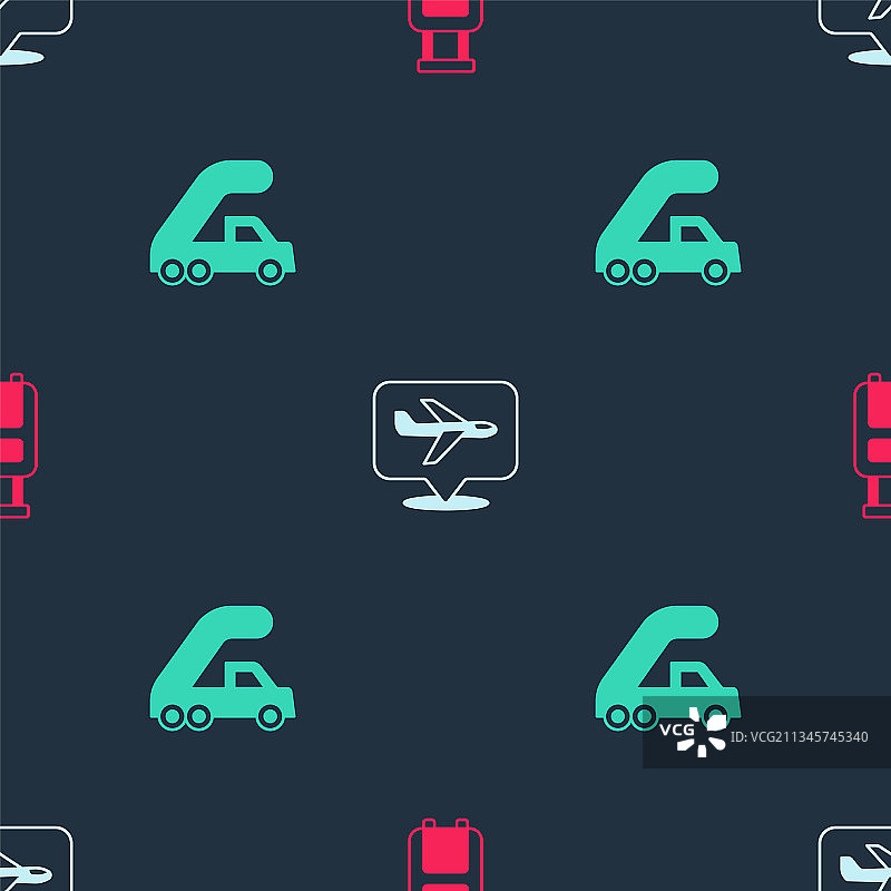 飞机和飞机客梯行李箱套装图片素材