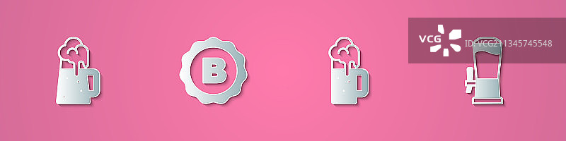 纸雕木制啤酒杯瓶盖图片素材