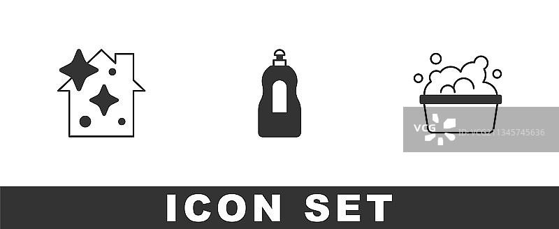 家庭清洁服务洗涤液图标集图片素材