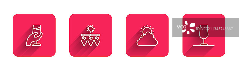 品酒、葡萄干制线条组合图片素材