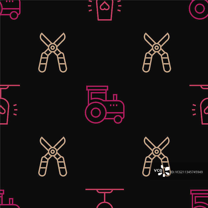 葡萄酒杯园艺剪刀线条组合图片素材