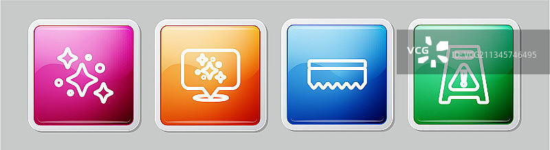 家庭清洁服务、海绵和湿抹布等线条素材图片素材