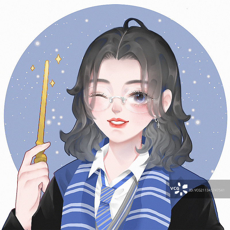 手持魔法棒的少女图片素材