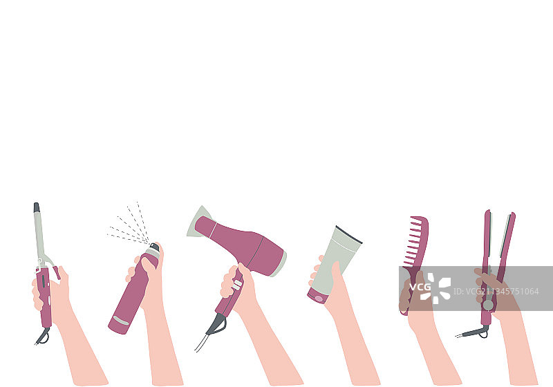 手持吹风机和梳子图片素材