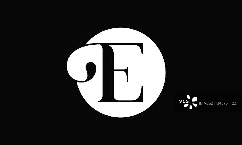 白色背景上的黑色字母E图片素材