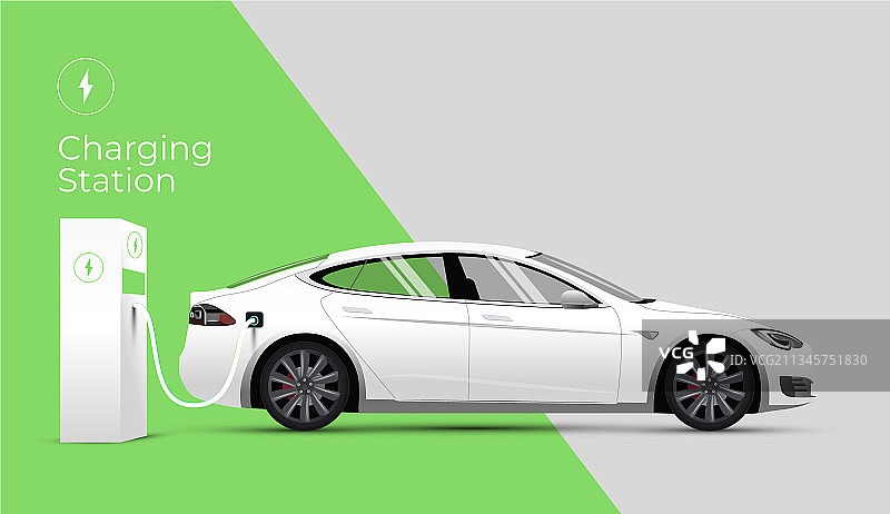 电动汽车充电站网站banner图片素材