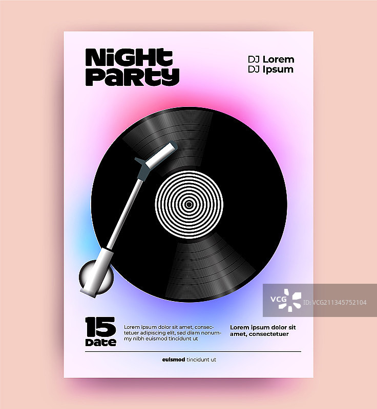 DJ音乐派对宣传海报或宣传单设计图片素材