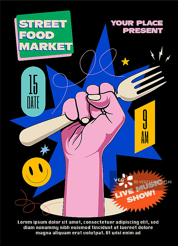 街头美食市场、节日或集市海报图片素材