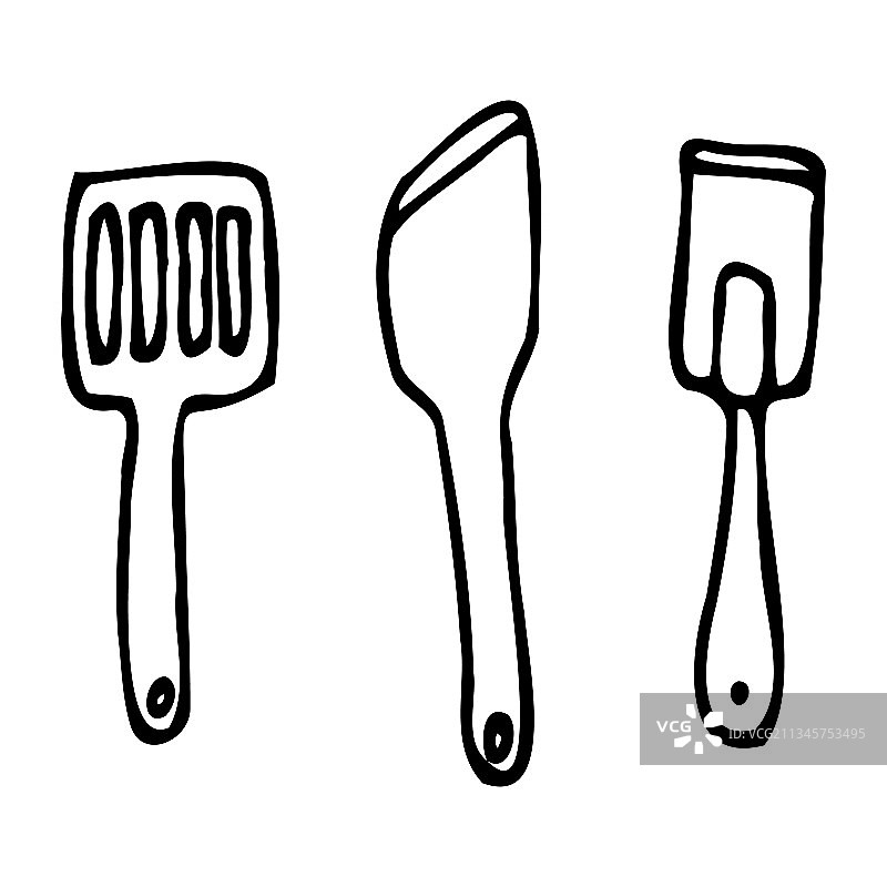 一套厨房锅铲图标图片素材