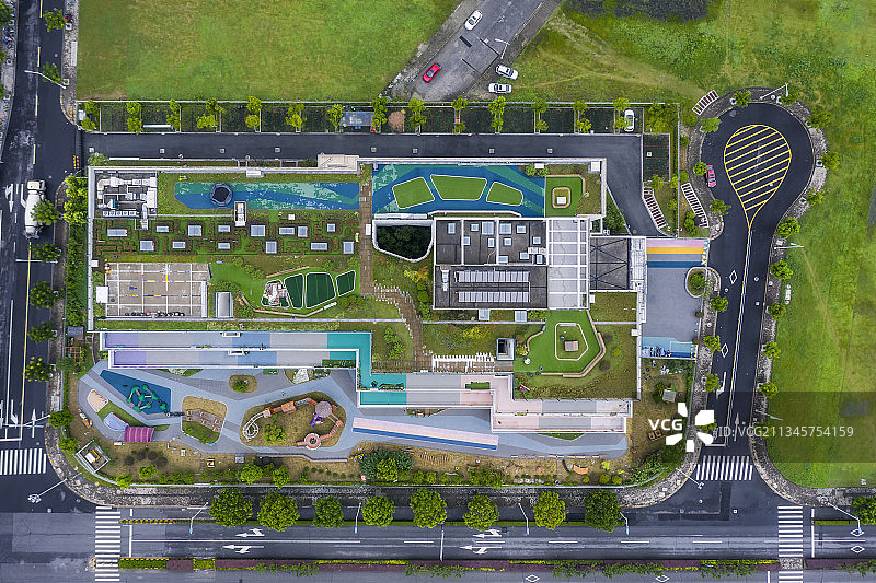 苏州园区名城旺墩幼儿园航拍图片素材