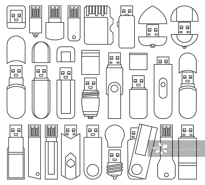 U盘轮廓图标合集图片素材