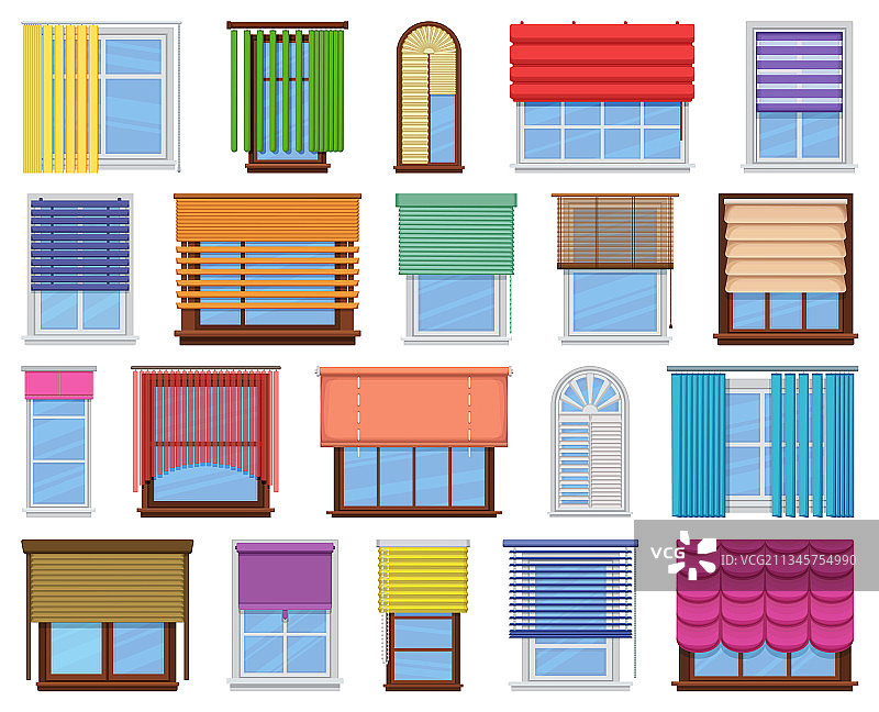 窗帘卡通图标合集图片素材