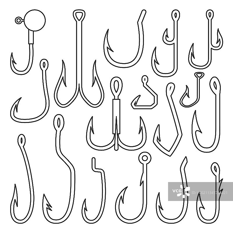 鱼钩轮廓图标图片素材