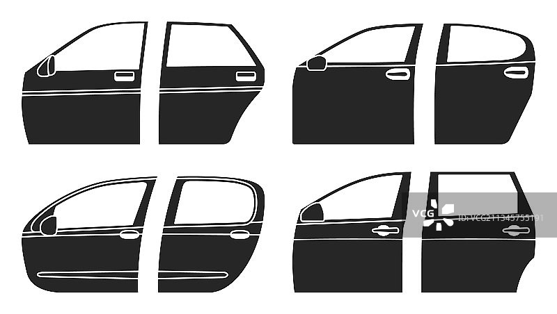 车门黑色图标套装图片素材