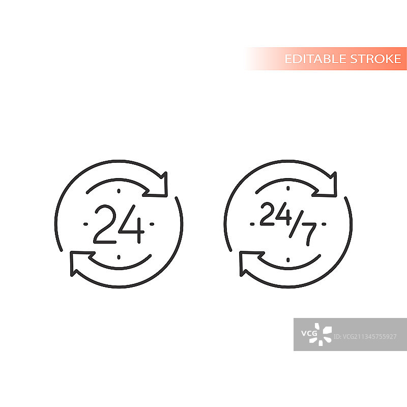 24小时7天不间断箭头循环图标图片素材