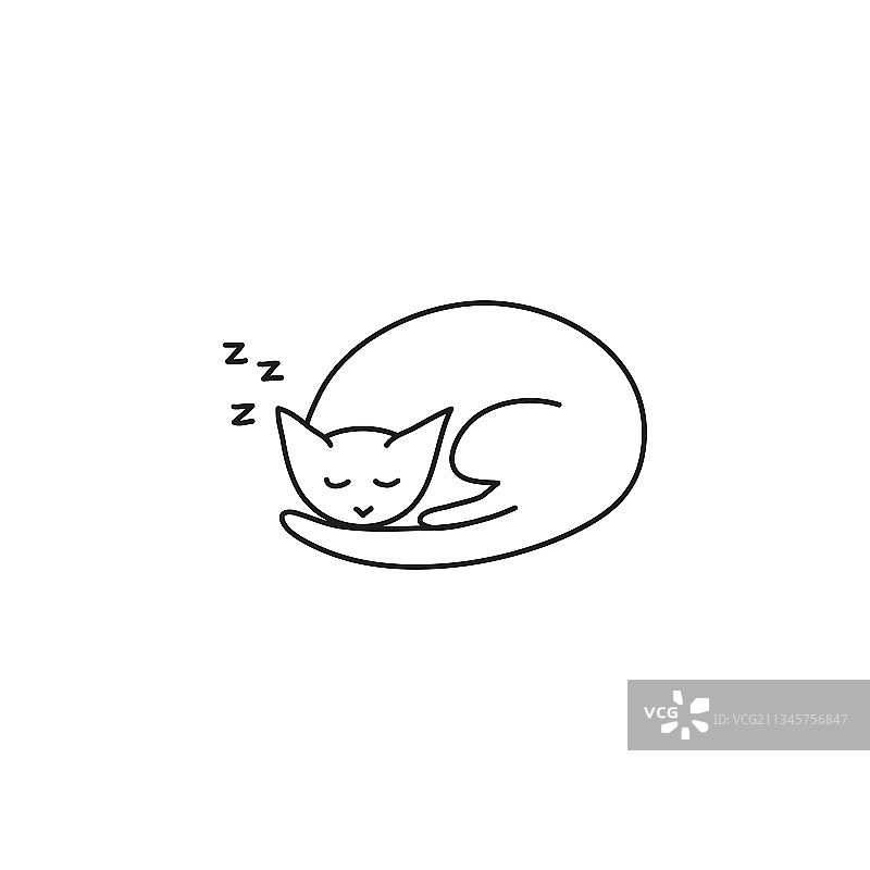 涂鸦睡猫图片素材