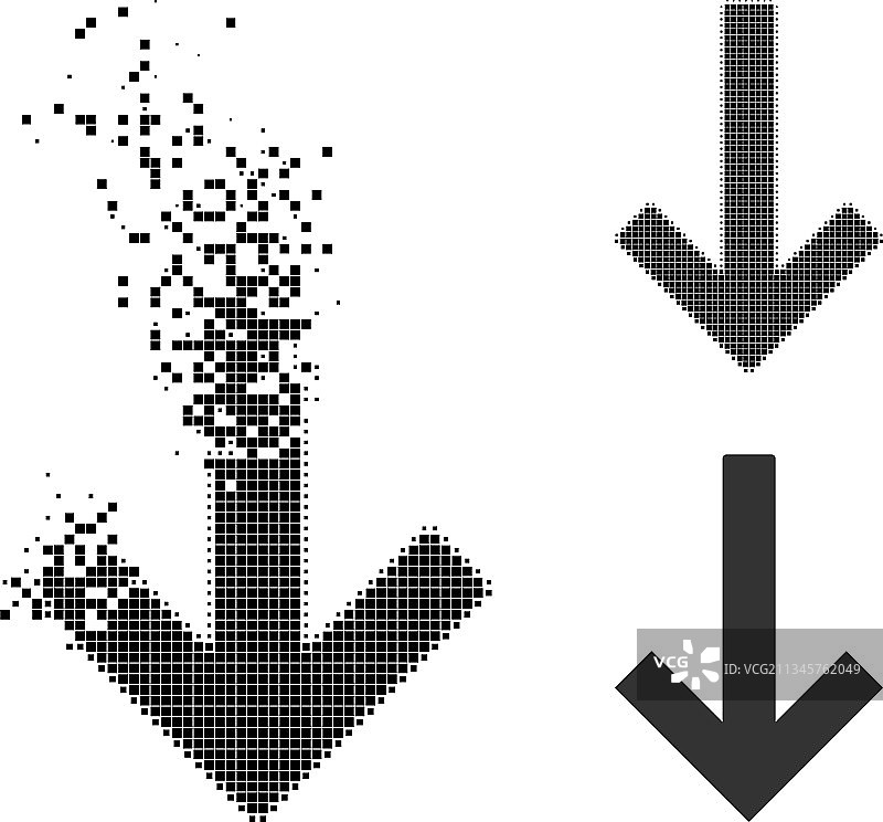 损坏的像素化向下箭头图标图片素材