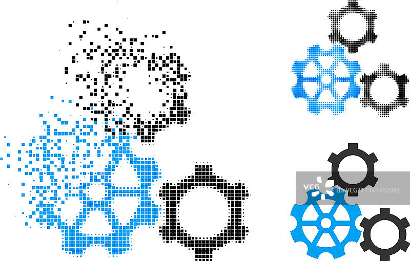 像素化齿轮图标碎片图片素材