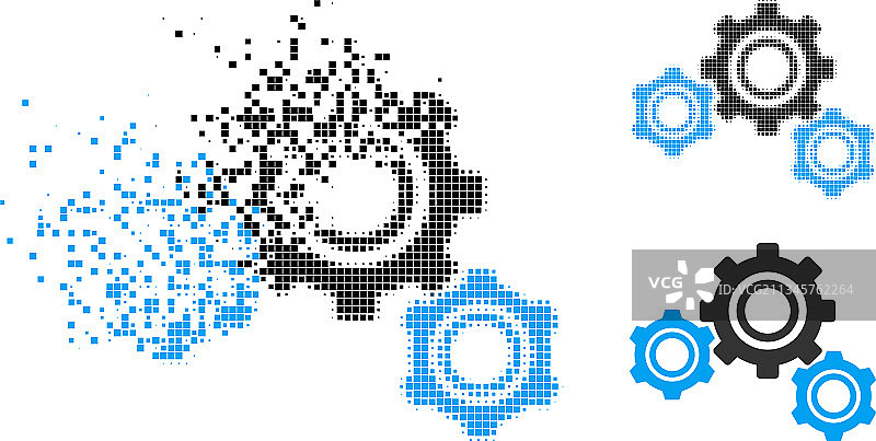 损坏的半色调像素化齿轮图标图片素材