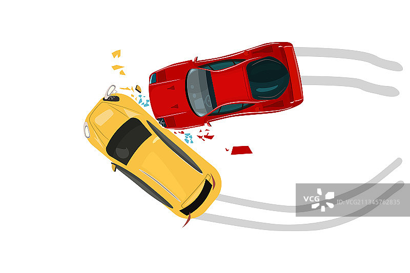白色背景上的孤立车祸图片素材
