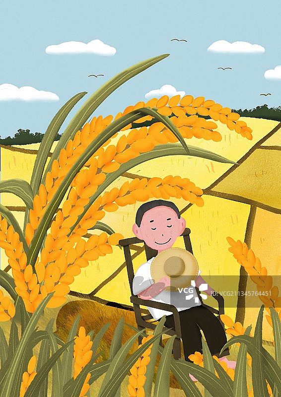 稻田里的守望者图片素材