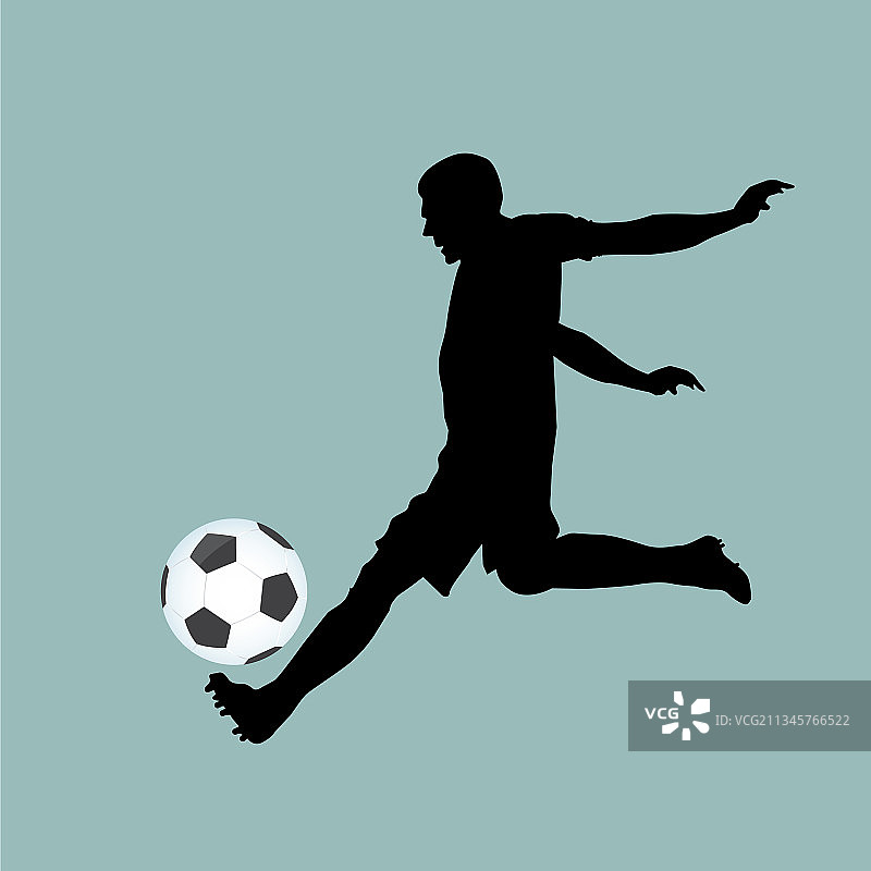 踢球的足球运动员轮廓图片素材