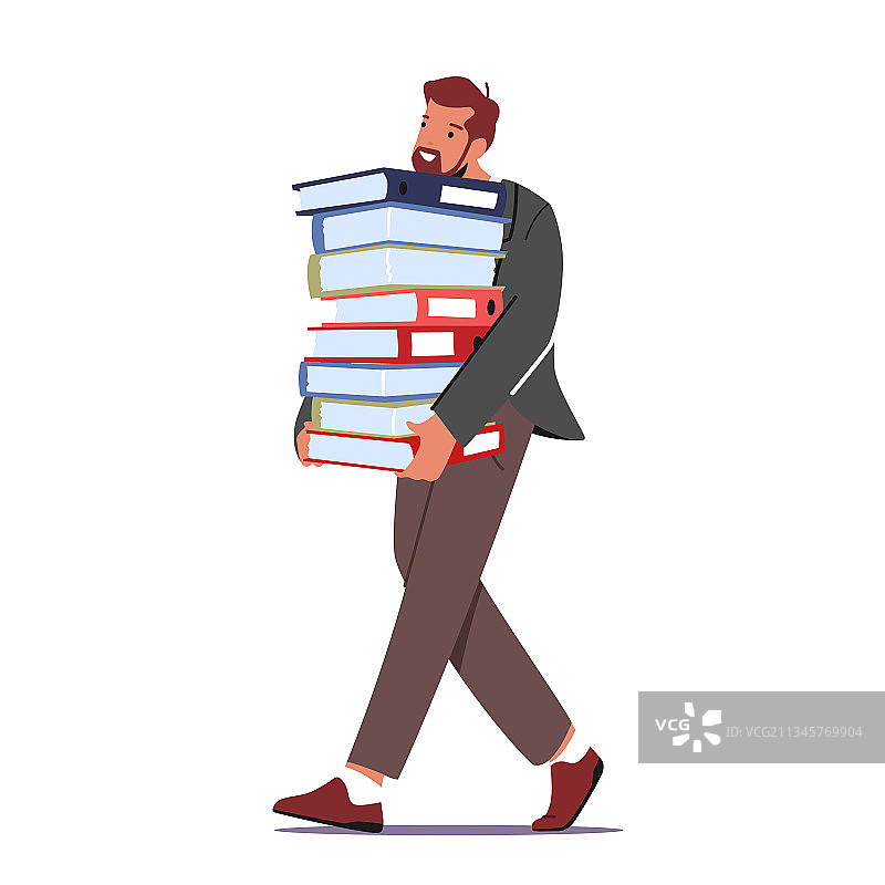 扛着大块牛排的过度劳累的商人图片素材