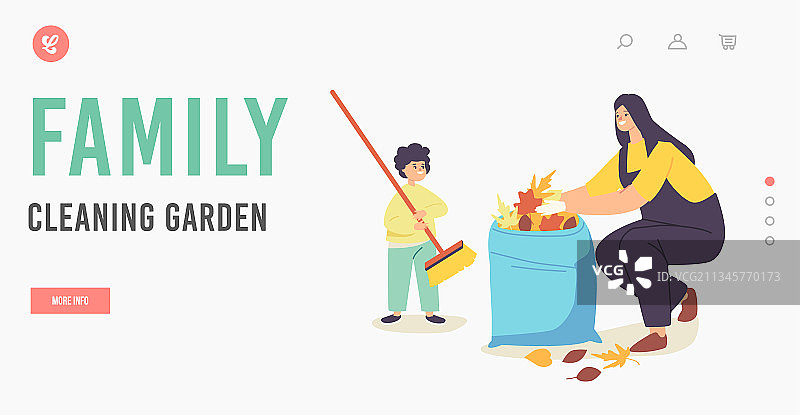 家庭清洁花园着陆页模板图片素材