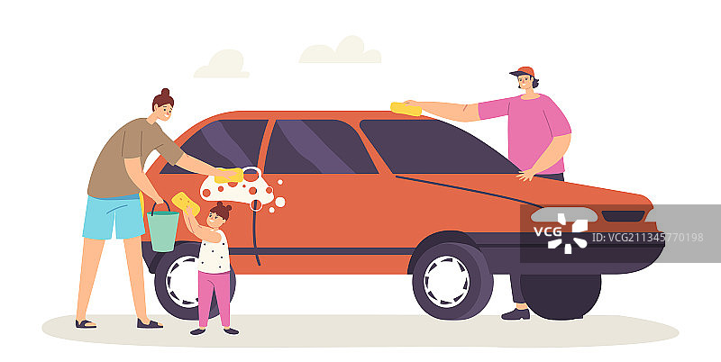 快乐家庭角色：父母和孩子图片素材