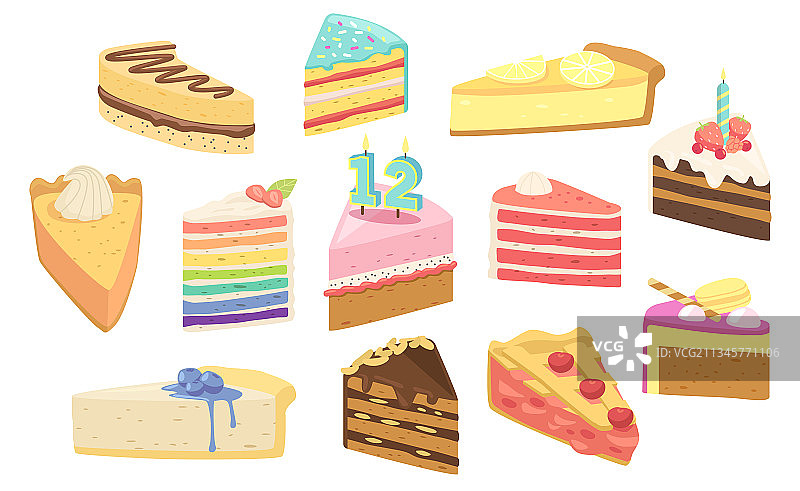 带蜡烛的生日蛋糕甜点合集图片素材