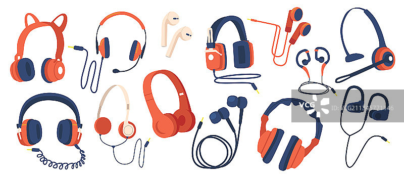 有线和无线耳机套装图片素材