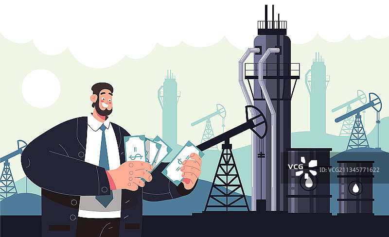 计算石油工业资金的富人角色图片素材