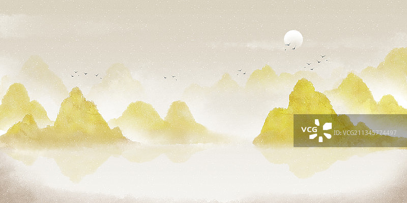 新中式水墨山水图片素材