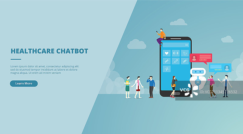 用于网站的医疗保健聊天机器人技术概念图片素材