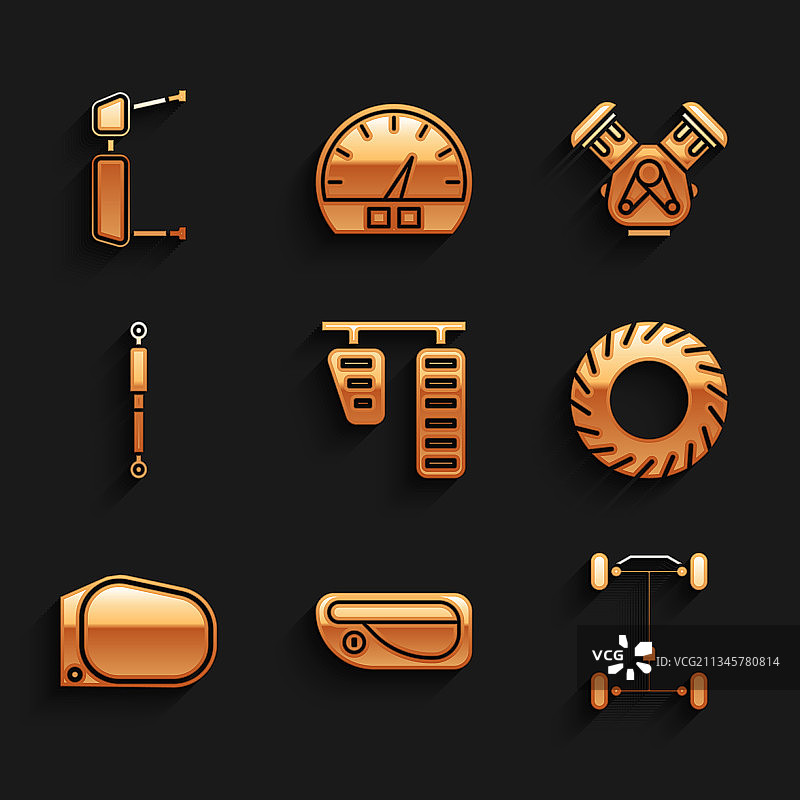 汽车油门和刹车踏板门把手底盘合集图片素材