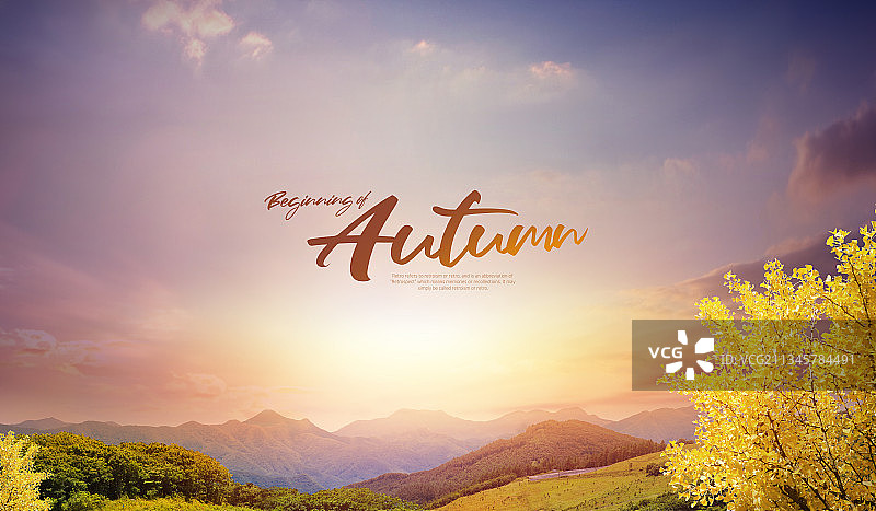 秋季的开始，金色光芒下的秋景图片素材