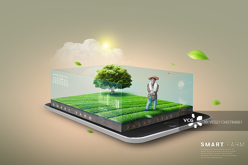 3D渲染的智慧农场农业科技图形图片素材