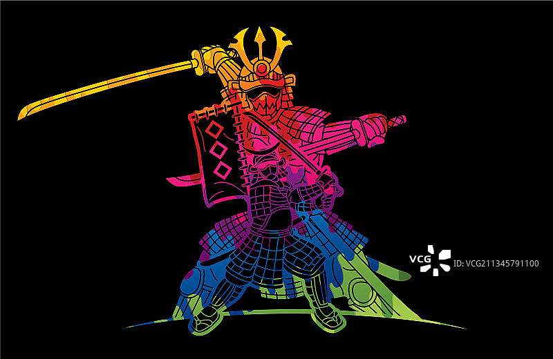 持武器的武士浪人群体图片素材