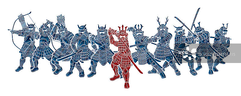 持武器的武士浪人群体图片素材