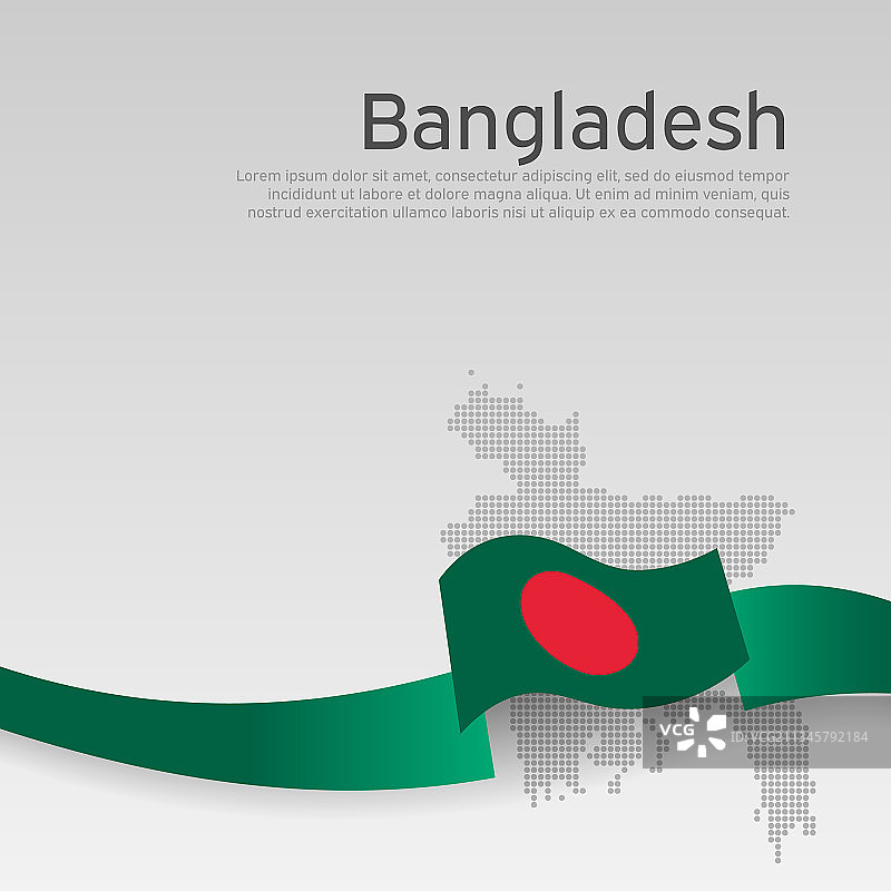 白色背景上的孟加拉国旗帜马赛克地图图片素材