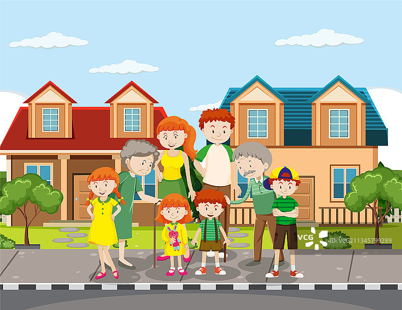 户外场景：家庭成员图片素材