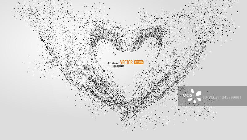 灰色背景上粒子点组合的爱心手势图，抽象矢量手绘商务背景图片素材