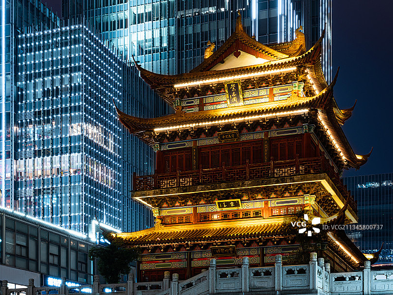 无锡崇安阁夜景图片素材