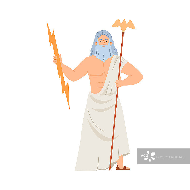 希腊神王宙斯奥林匹斯神和平铺风格的天神图片素材