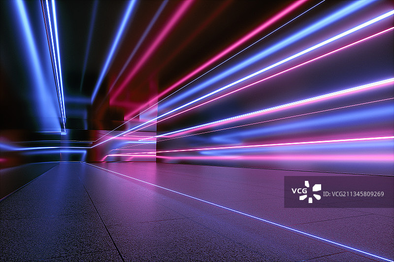 3D现代抽象霓虹灯空间背景图片素材