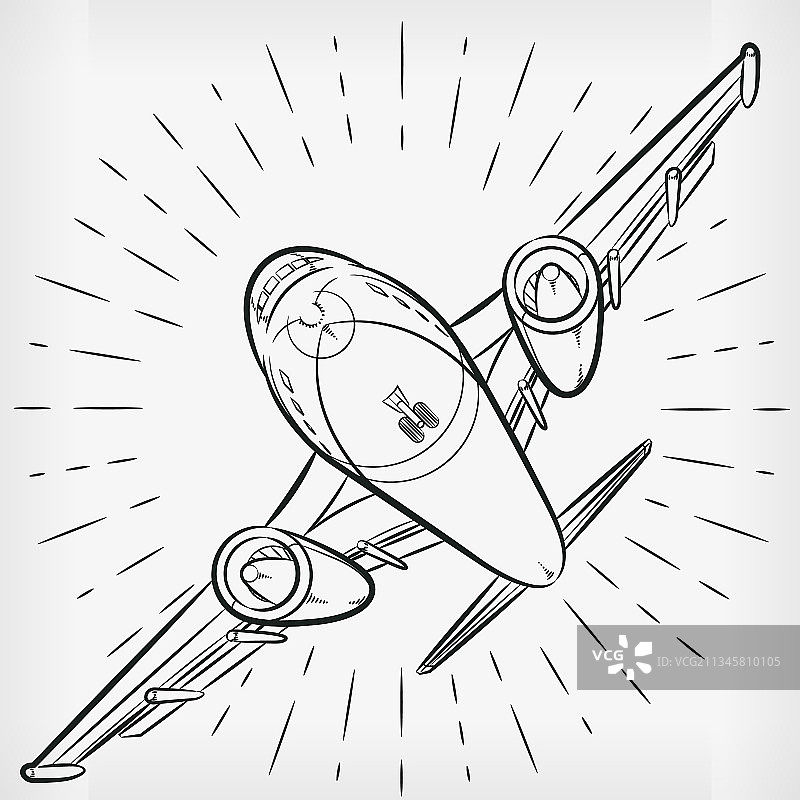 喷气式飞机涂鸦飞行手绘草图图片素材