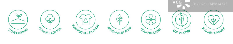 可持续服装系列图标，慢时尚图片素材