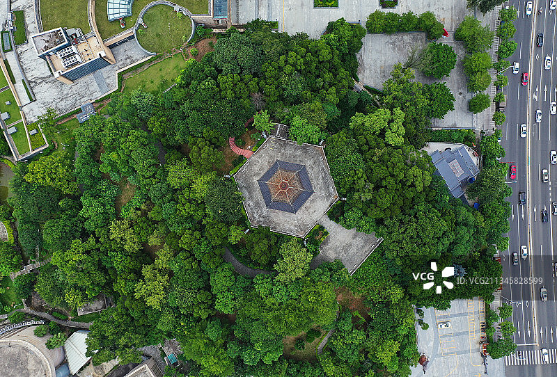 广东省河源市源城区龟峰公园龟峰塔河源博物馆航拍图片素材