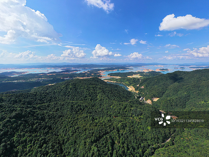 广东省河源市东源县万绿湖万绿谷旅游区航拍图片素材