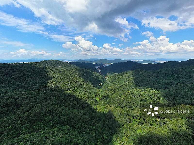 广东省河源市东源县新丰江国家森林公园桂山风景旅游区航拍图片素材